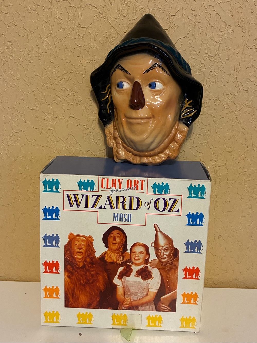 Vintage 1990’s Wizard Of Oz Scarecrow Clay Art Ceramic In Org Box